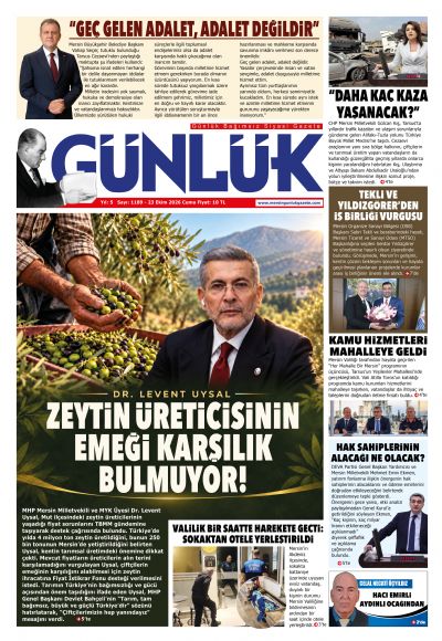 Mersin Günlük Gazetesi 1. Sayfa
