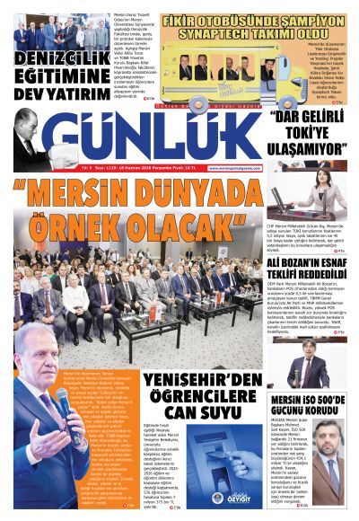 Mersin Günlük Gazetesi 1. Sayfa