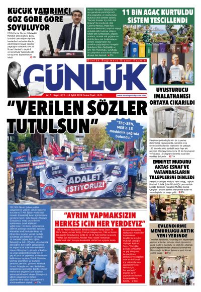 Mersin Günlük Gazetesi 1. Sayfa