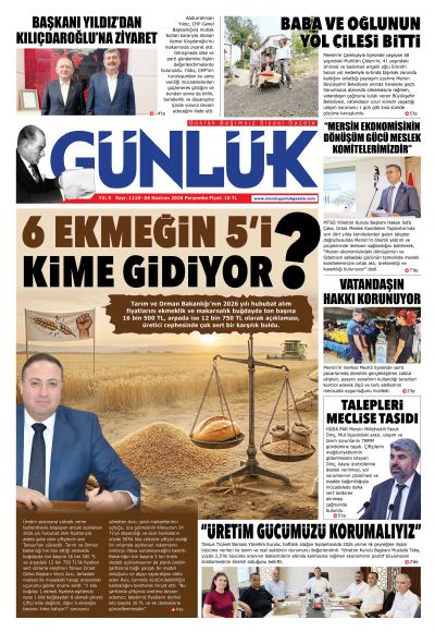 Mersin Günlük Gazetesi 1. Sayfa