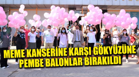 MEME KANSERİNE KARŞI GÖKYÜZÜNE PEMBE BALONLAR BIRAKILDI
