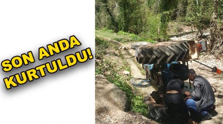 ÇAMLIYAYLA’DA TRAKTÖR DEVRİLDİ
