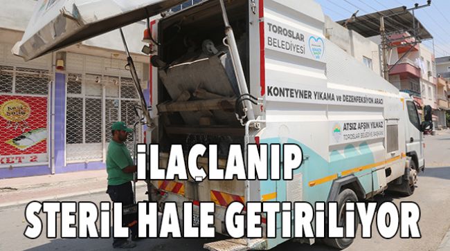 ÇÖP KONTEYNERLERİ DEZENFEKTE EDİLİYOR
