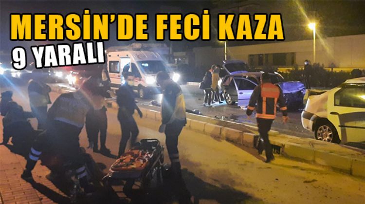 MERSİN'DE 2 OTOMOBİL KAFA KAFAYA ÇARPIŞTI
