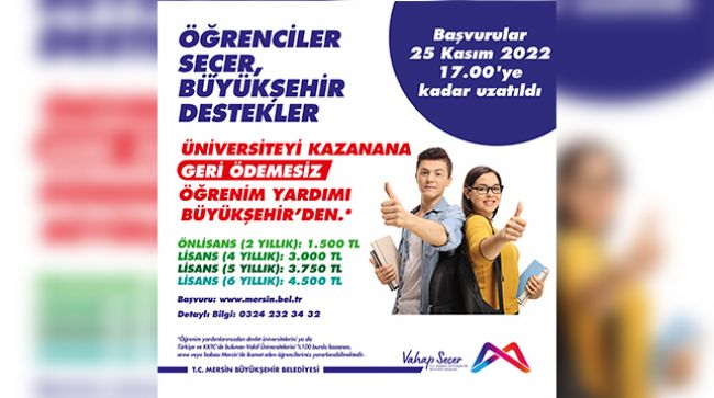 ÖĞRENİM YARDIMI BAŞVURULARI İÇİN SON GÜN 25 KASIM’A UZATILDI