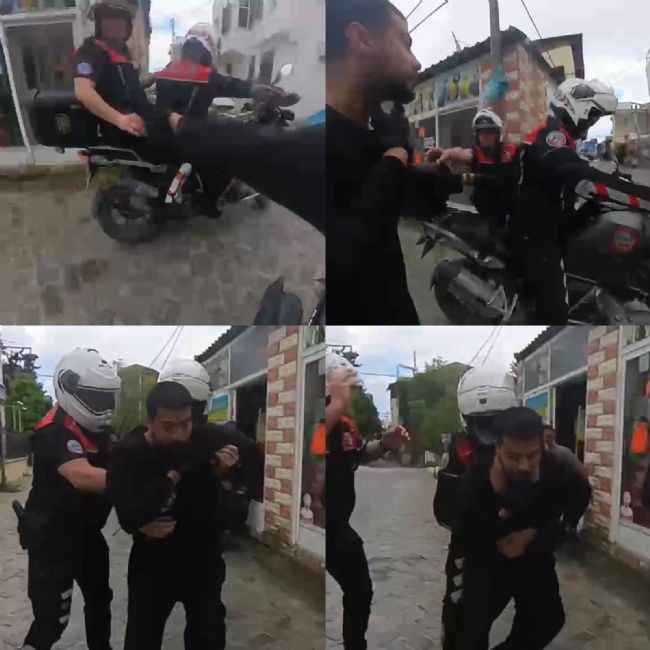 Boğazına şeker kaçan motorcuyu, polis Heimlich manevrasıyla kurtardı