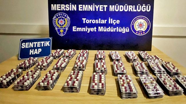 MERSİN’DE BİN 412 ADET SENTETİK ECZA MADDESİ ELE GEÇİRİLDİ