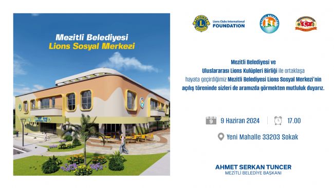 Mezitli Belediyesi Lions Sosyal Merkezi açılıyor
