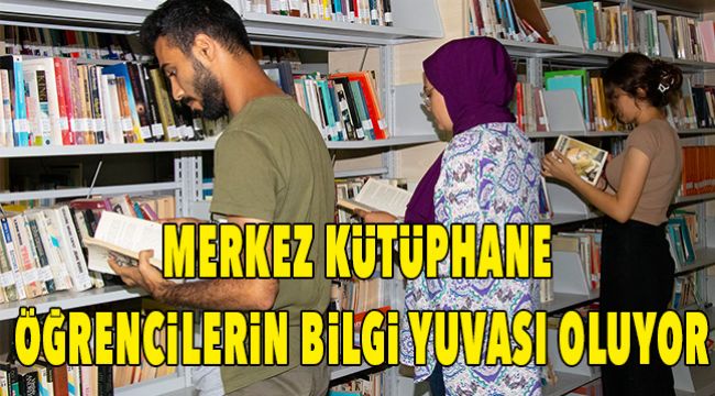 YAZ AYINDA BİLE ÖĞRENCİLERİN UĞRAK NOKTASI MERKEZ KÜTÜPHANESİ