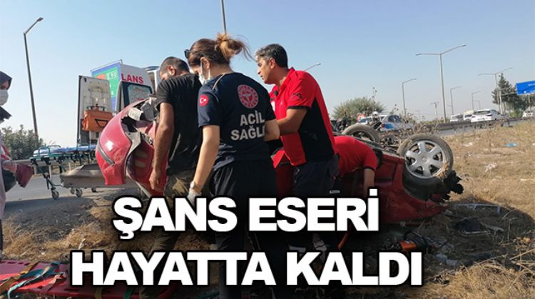 KONTROLDEN ÇIKAN OTOMOBİL TAKLA ATARAK DURABİLDİ: 1 YARALI