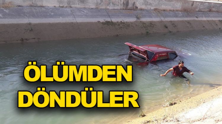 TARSUS’TA OTOMOBİL DSİ KANALINA UÇTU
