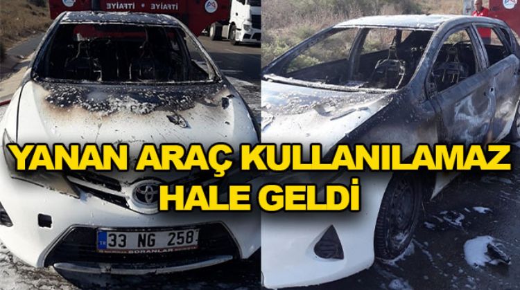 TARSUS’TA BİR OTOMOBİL ALEV ALEV YANDI