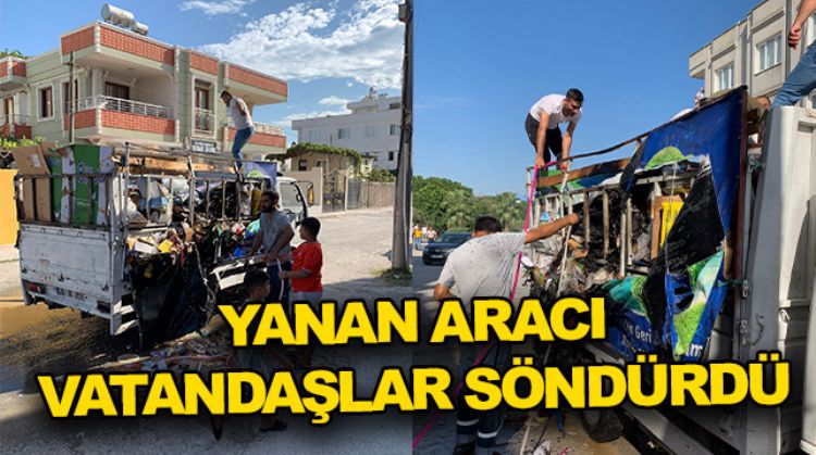 TARSUS’TA GERİ DÖNÜŞÜM ARACI YANDI