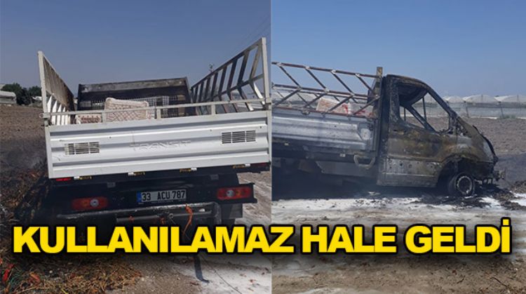 AKDENİZ’DE KAMYONET YANDI