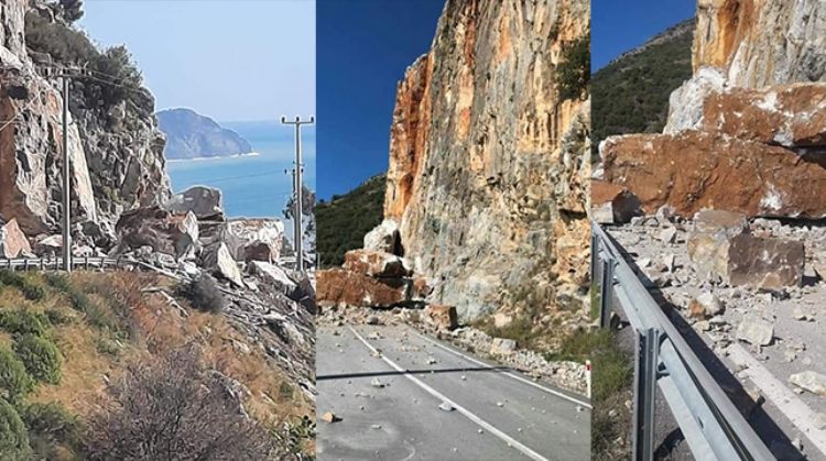 MERSİN-ANTALYA KARAYOLU HEYELAN NEDENİYLE ULAŞIMA KAPATILDI