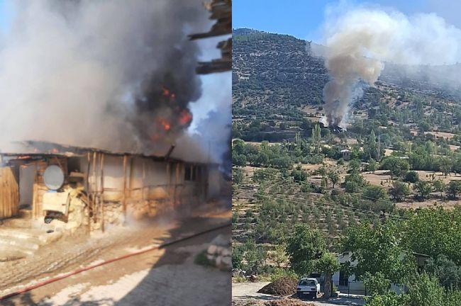 Ermenek’te korkutan yangın; bir ev kül oldu