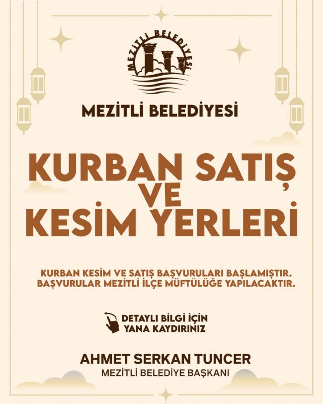 MEZİTLİ BELEDİYESİ’NDEN KURBAN BAYRAMI DÜZENLEMESİ