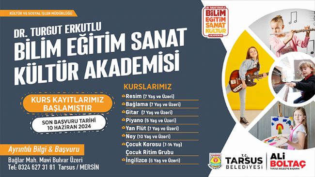 Tarsus Belediyesi kurs kayıtları başladı