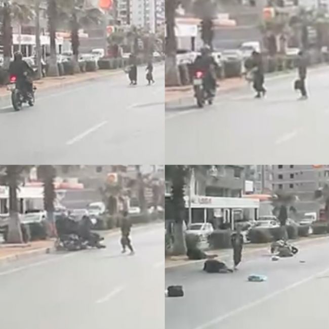 Motosiklet yayaya çarptı, o anlar araç kamerasına yansıdı: 2 yaralı