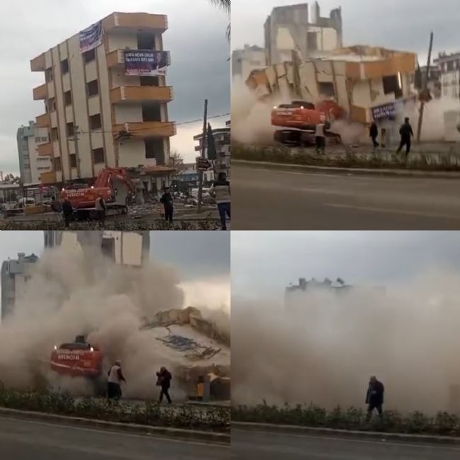 Mersin'de 5 katlı binanın çökme anı kameraya yansıdı